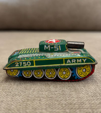 1960s Tin Litho Green Military Army Tank M-51 Made in Japan