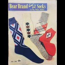Vintage Bear Brand Hand Knit Socks for Men, Women, Children Vol. 340  1950