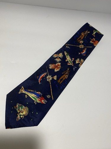 Surrey Herren Krawatte - dunkelblau/Fliegenfischen Muster - Bild 8 von 11