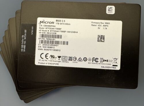 (Lot of 8) Micron 1TB M600 MTFDDAK1T0MBF SSD 6Gb/s 2.5" SATA SSD Hard Drive