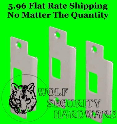 US LOCK Lot of 3 Brushed Stainless Strike Plate ASA ANSI Metal Door Prep 1 1/4 X 4 7/8