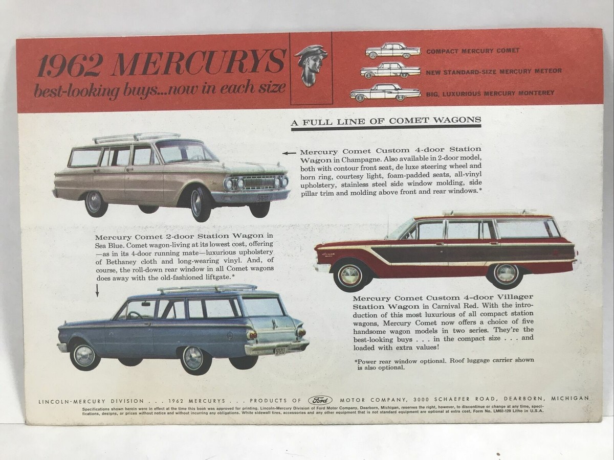 1962 FORD MERCURY COMET CUSTOM VILLAGER STATION WAGON Fold Out