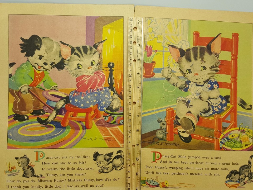 Ruth E Newton Childrens Book Illustrations pages Kittens Cats Mice Set ...