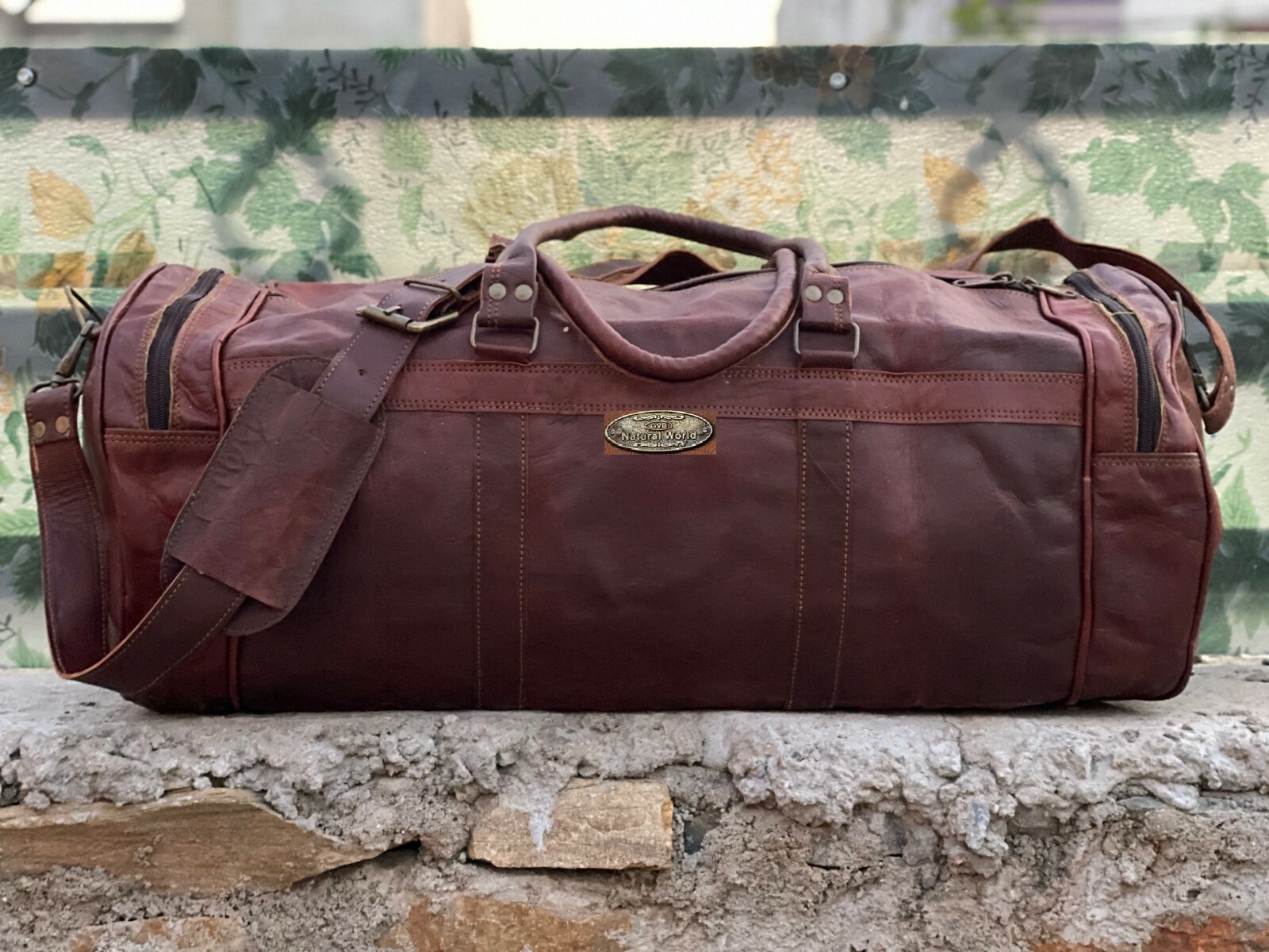 30" Maleta De Cuero Para Hombre Útil Vintage De Viaje Fin De Semana