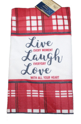 Live Laugh Love Kitchen Towel 15 x 25 Polyester Saying Dish Hand