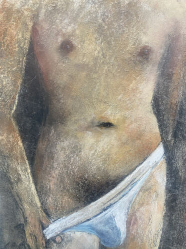 FRANZ EHMKE 1928-2018 DDR OSTEN MALER PASTELL UNTERHOSE AKT MANN KÖRPER °SELTEN - Bild 3 von 4