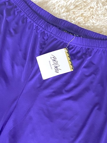 Bob Mackie Trendy Cropped Pull On Wide Leg Gaucho Knit Pants Sz L Purple NWT - Picture 2 of 4