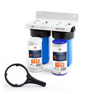 2-Stage Big Blue 10'' Whole House+Bracket+ Pleated Sediment+Carbon Block Filters