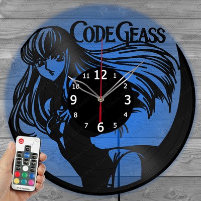 LED Vinyl Clock Code Geass CC Anime Manga Light Vinyl Record Wall Clock 6202