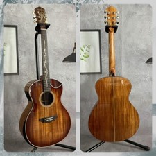 ZUWEI Full KOA Cutaway Handmade 6 String Acoustic Electric Guitar with Armrest