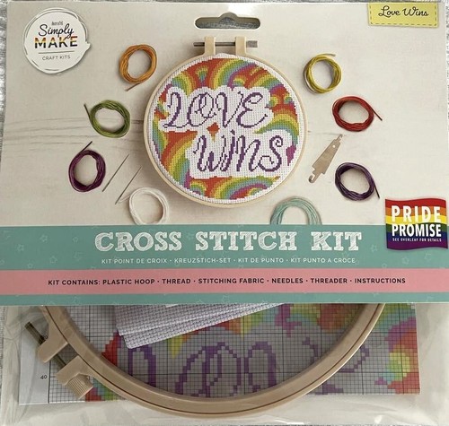 Docrafts Cross Stitch Kit - RAINBOW LOVE PRIDE HEARTS PROMISE LGBTQIA+ 6 options - Picture 12 of 19