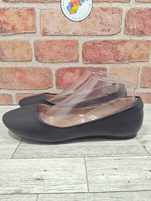 Merence Eternal Classic Black PU Ballet Flats Women's Size 7 Faux Leather Upper