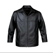 BOMBER JACKET Genuine Leather Black Flight Coat Motorcycle Biker Lined Mens S