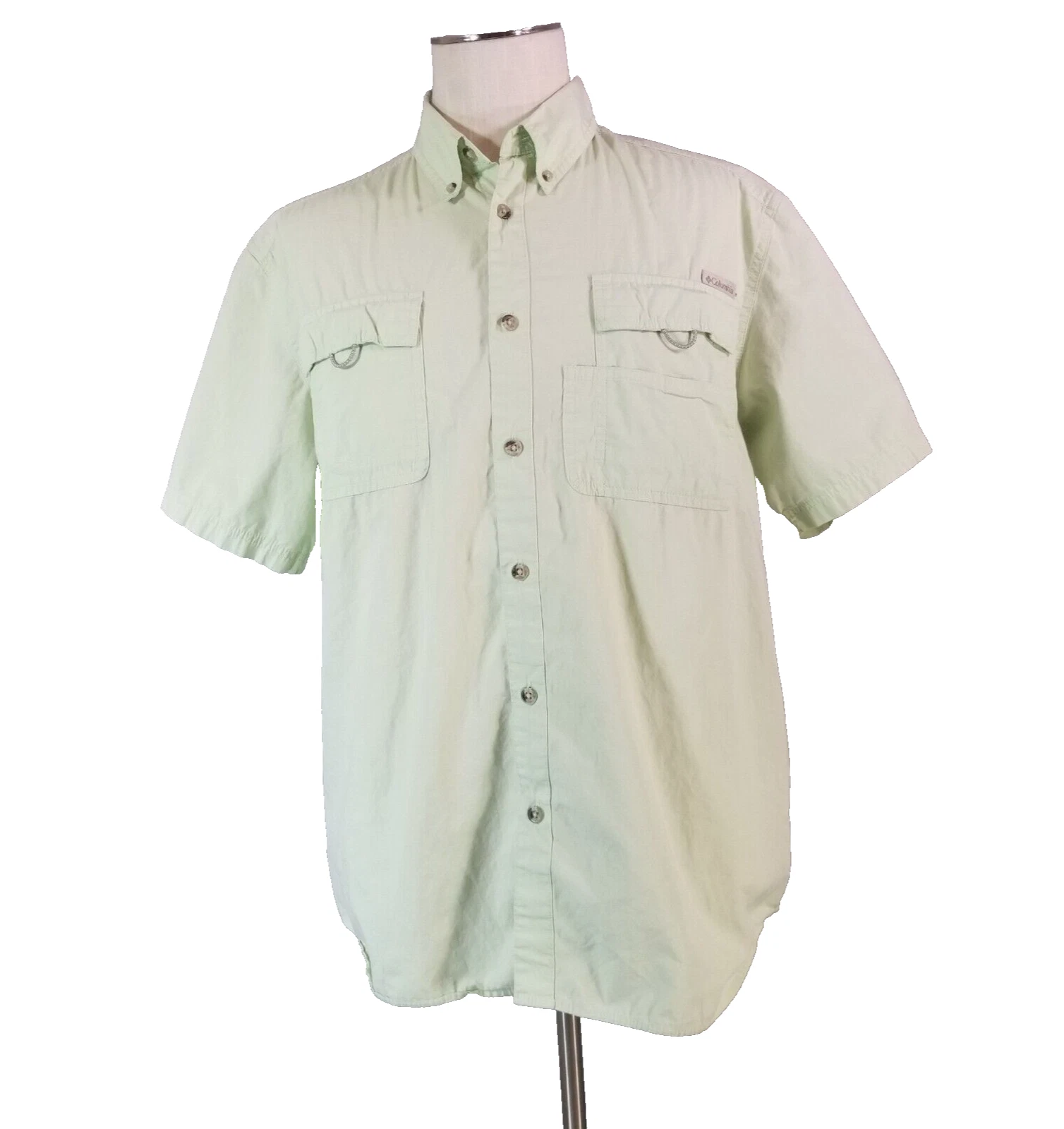 Columbia shirt men's large green short sleeve outdoor fishing cotton dri-fit