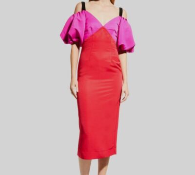 Zac Posen Off-The-Shoulder Midi Dress, 4 / Red