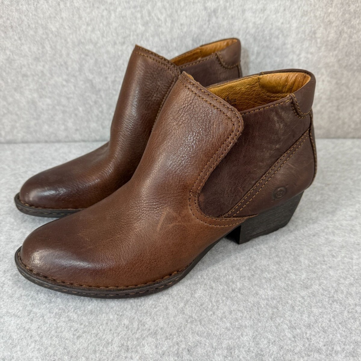 Ankle Booties Brown Booties Low Heel Born Womens Brown Leather