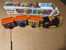 Comic Tin Wind Up Zig Zag Express Train With Original Box-NEVER USED-BUT TESTED