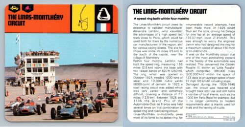 Tarjeta de rally automático The Linas-Montlhery Circuit - Circuitos - Servicio de edición #20-18 - Imagen 1 de 1