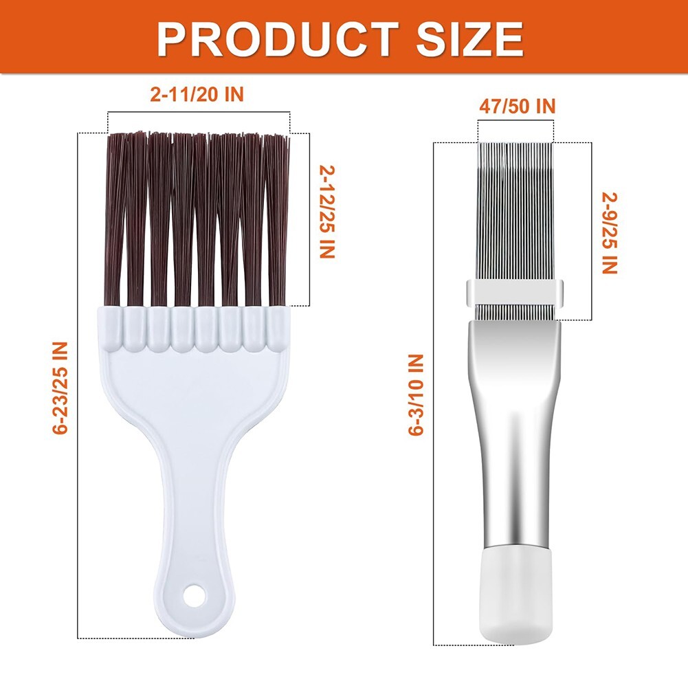 3 Pcs Air Conditioner Coil Brush Cleaning Kit Condenser Fin Repair Comb