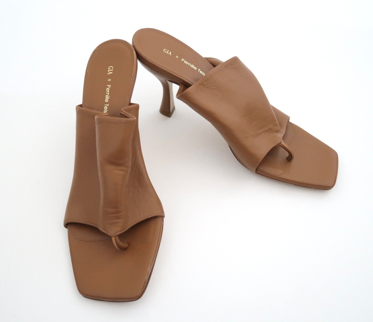 GIA BORGHINI x PERNILLE TEISBAEK Leather Flip Flop Mule