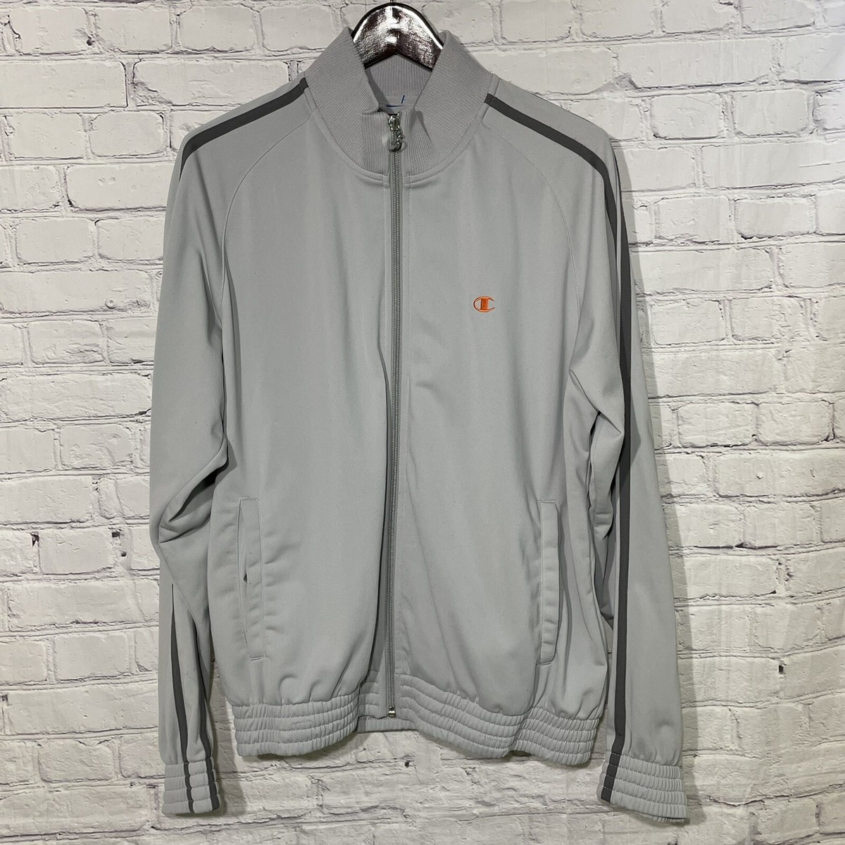 Champion Vintage Full Zip Track Jacket with Pockets Gray Sz Champion Vintage Full Zip Track Jacket with Pockets Gray Sz