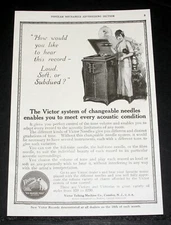 1915 OLD MAGAZINE PRINT AD, VICTOR TALKING MACHINE, CHANGEABLE NEEDLES ACOUSTIC!