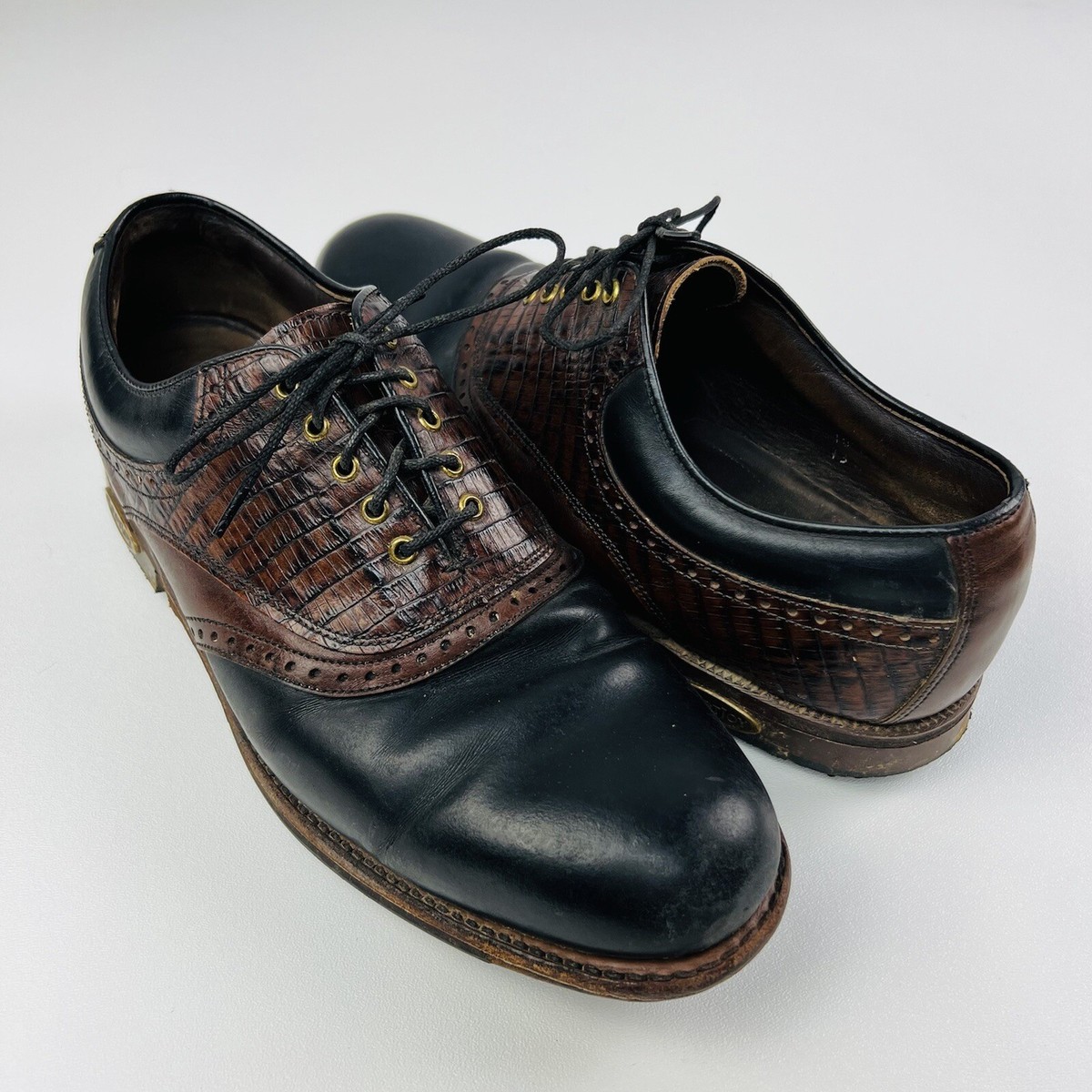 FootJoy Premiere Classics Dry Black w/ Brown Lizard Golf  display picture 3