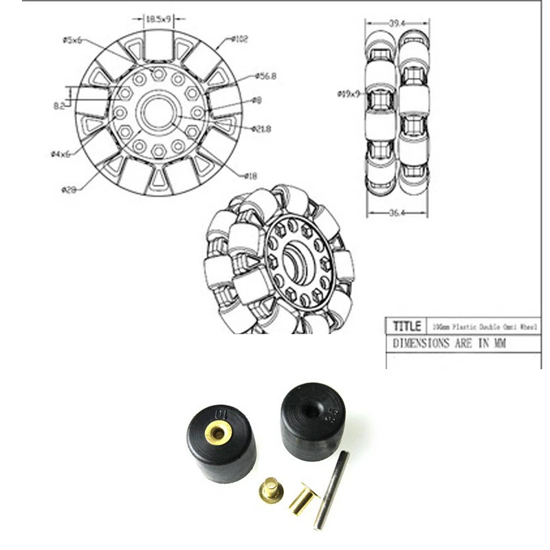 High quality 4 inch 4" 100mm 360° Omni Wheel With Hub For DIY Arduino Robot Car - Image 4 of 4