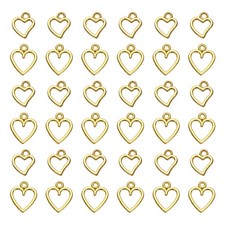 100pcs Hollow Heart Charm Bulk for Jewelry Making, Gold
