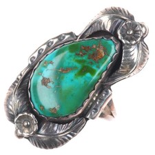 sz8.5 Vintage AT Navajo Royston turquoise sterling silver large ring