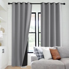 100% Blackout Curtains, Thick Double Layer Light Blocking Drapes, Thermal Ins...