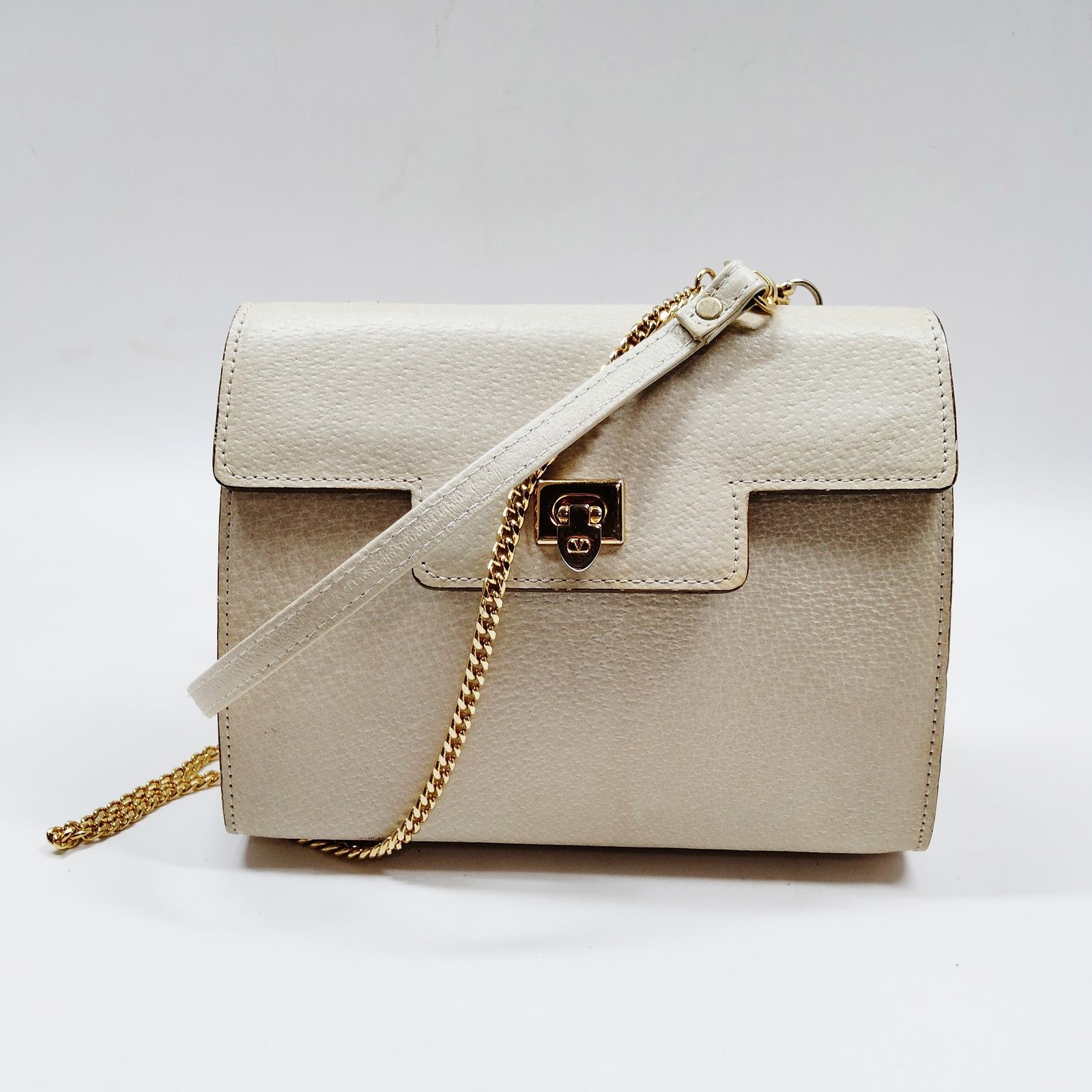 Valentino Garavani Shoulder Bag Beige Leather 461481