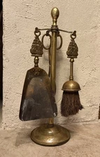 VINTAGE PEERAGE small BRASS FIREPLACE TOOL SET Nautical Made in England  