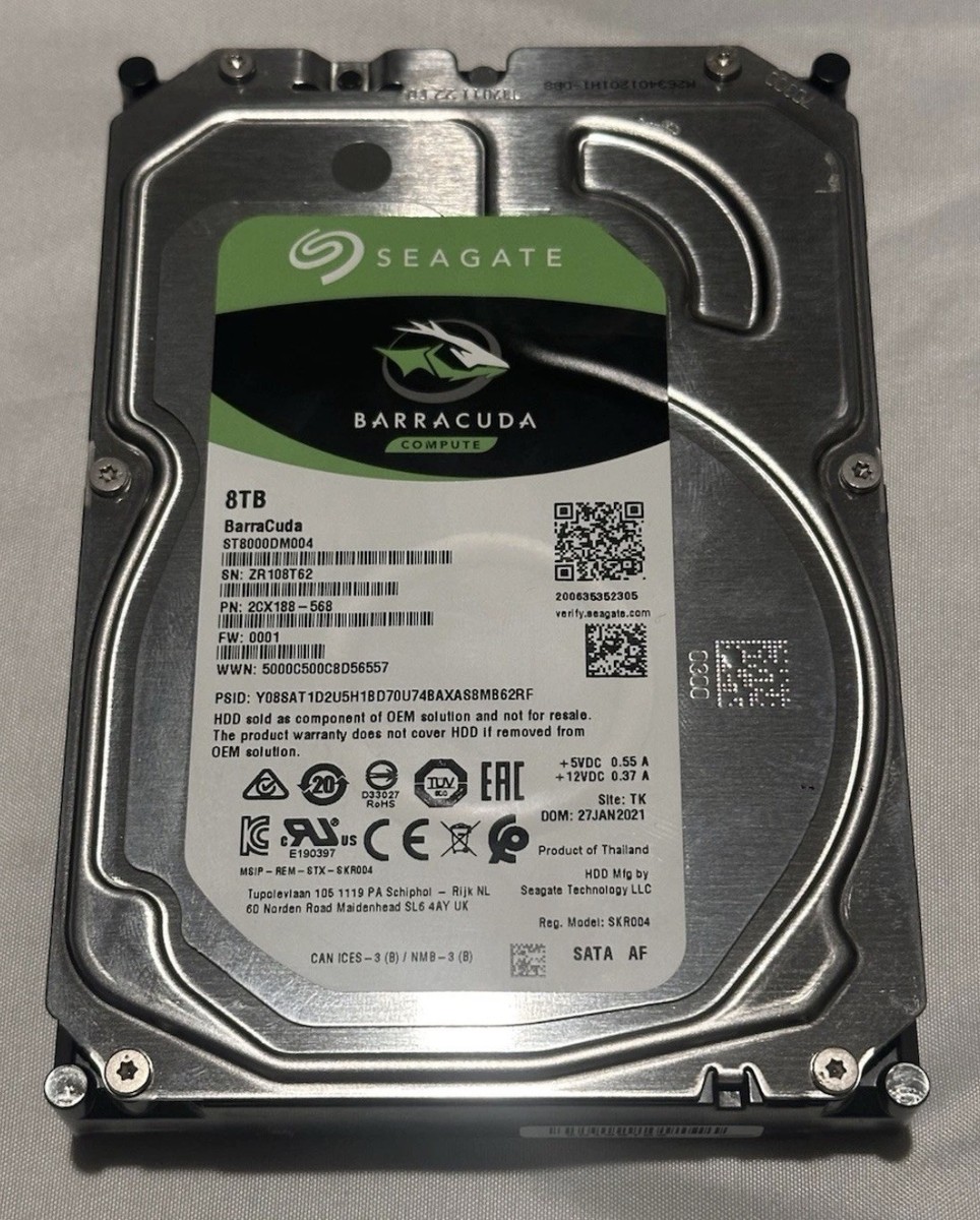 Seagate BarraCuda 8TB 3.5” SATA HDD – ST8000DM004 – Tested Working