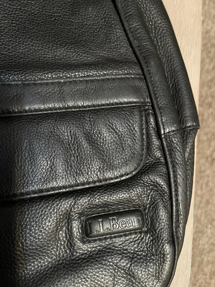 L.L. Bean Ameribag Healthy Back Sling Bag Backpack Black Leather Crossbody - Image 2 of 4