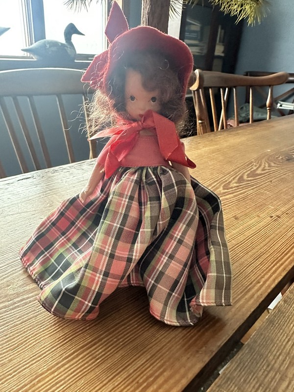 Vintage Nancy Ann Doll Tartan Plaid Christmas Dress