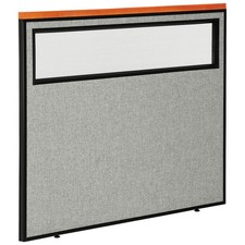 48-1/4"W x 43-1/2"H Deluxe Office Partition Panel with Partial Window Gray
