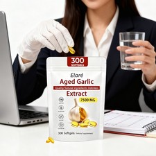 Elare Aged Garlic Extract, 300 Softgels, 7500mg Odorless  Heart  Immune pack1.