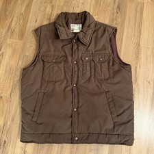 Vintage SEARS Fieldmaster Mens Puffer Vest Brown Quilted Hunting No Size Tag
