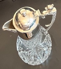 Vintage  Silver Plated ATLANTIS Cut Glass Claret Jug Bulbous Form