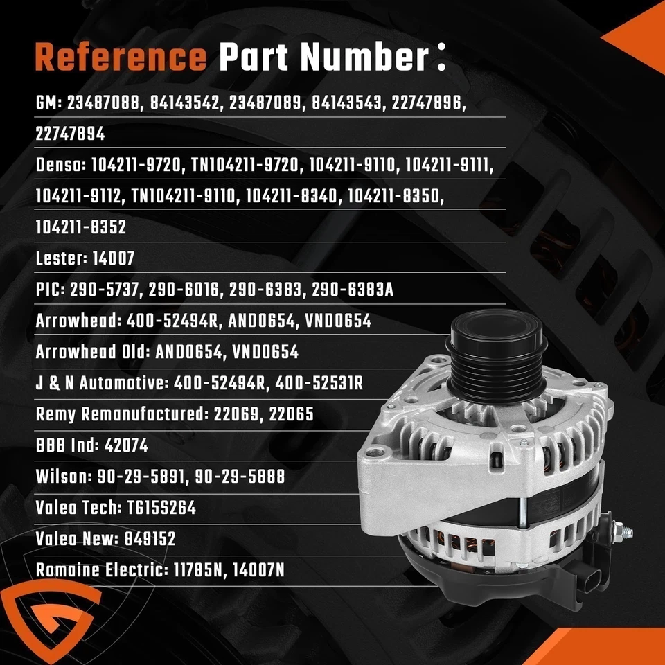 Alternador 14007 EE. UU. Para Chevrolet Silverado GMC Sierra 2014-2019 1500 5,3 L 6,2 L Foto 3 de 4