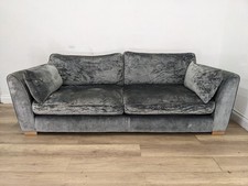 SOFA 4 Seater Large Silver Gray Mink Velvet Removable Cushions FREE DELIVERY