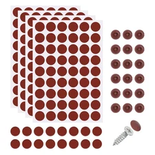 216Pcs Screw Hole Stickers and 200Pcs 12x3.5mm Screw Cover Caps, Red Brown