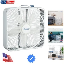 Weather-Shield Performance Box Fan, 3 Speeds, Innovative Wind Ring System for...