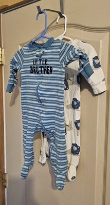 Carters 9 Month Sleeper Pajama Bundle Little Brother Full Zip & Unzip