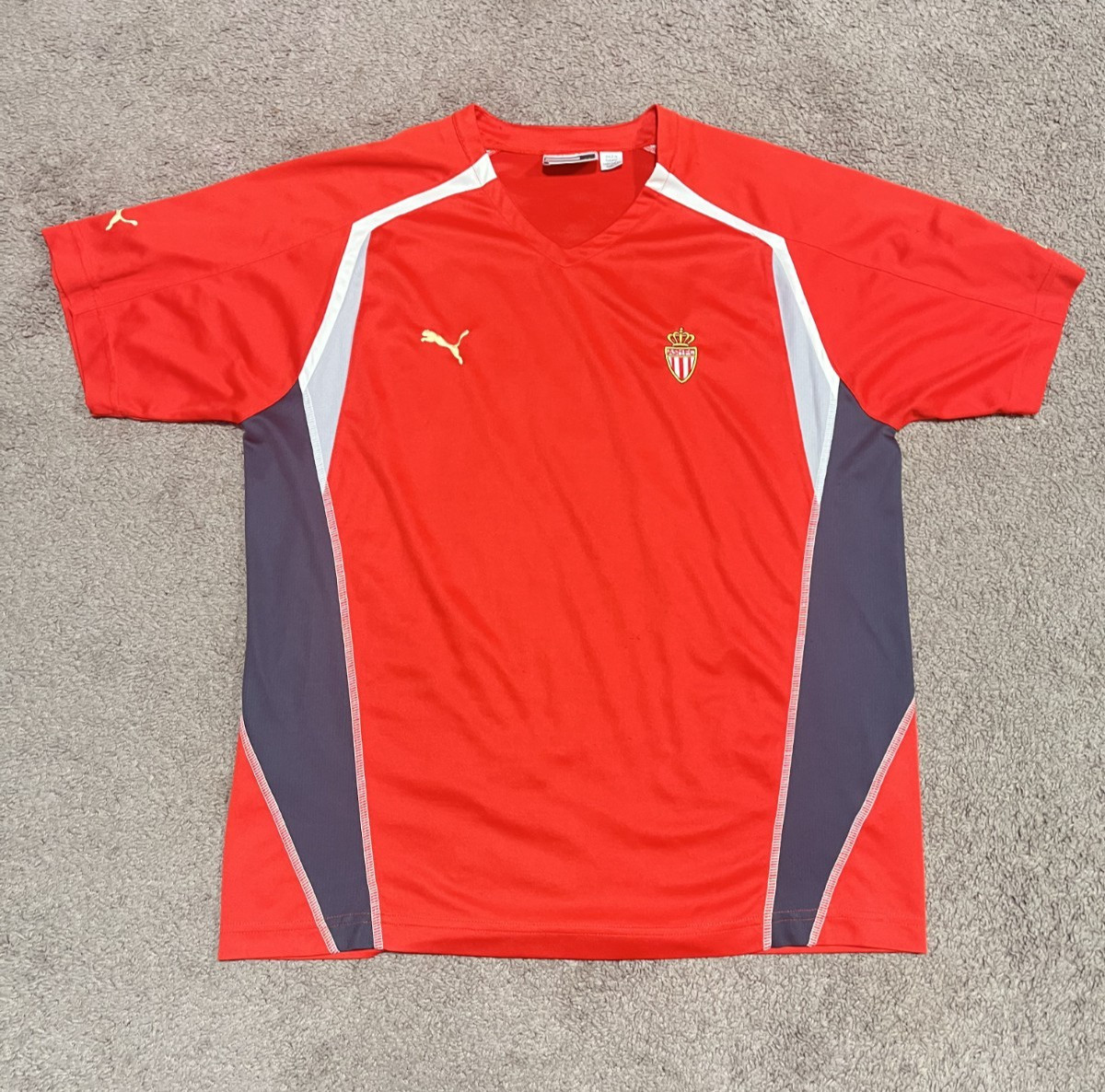 AS Monaco 2006/07 Warm Up Jersey Puma Mens XL Red White Vintage Football Shirt