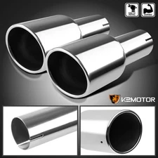 2.5" Inlet 4.125" Slant Angle Cut Round Tip Stainless Steel Exhaust Muffler