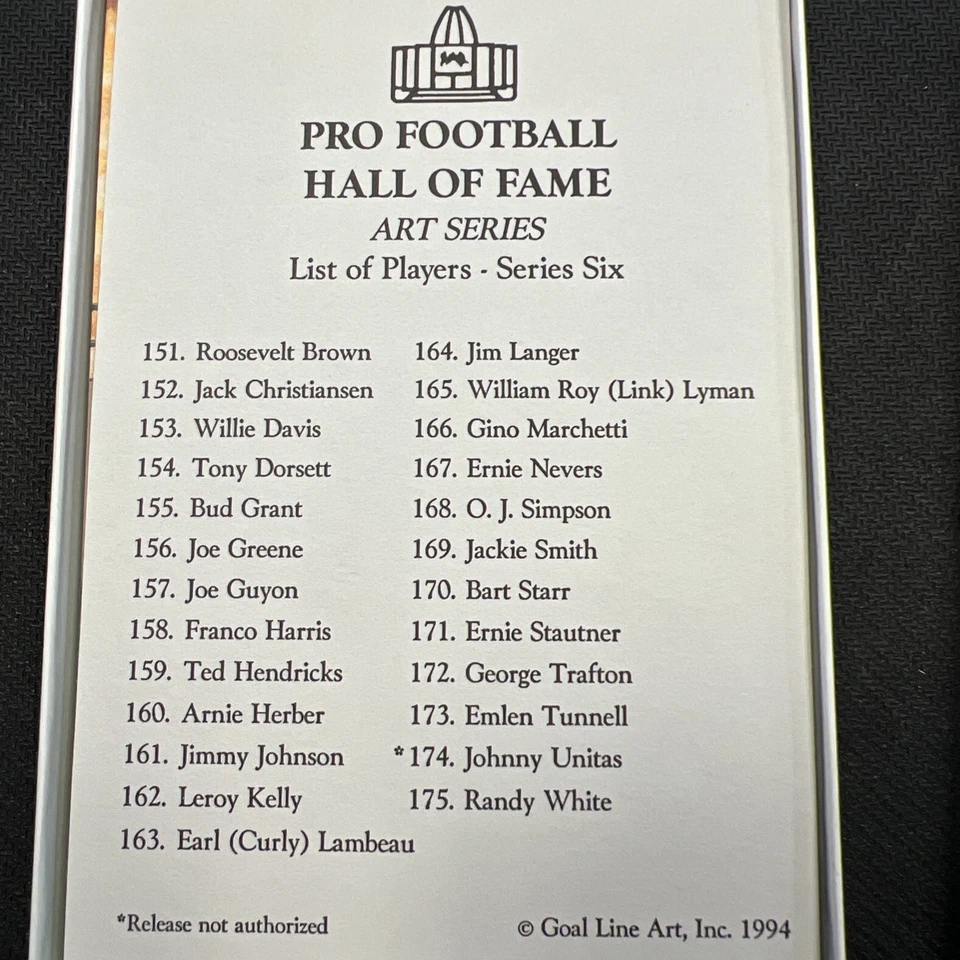 1994 Goal Line Art Pro Football Hall Of Fame Series 6 1759/5000 Set - Image 2 of 4