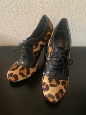 High-Heel Stiefelette Leo-Optik mit Fell, rote Sohle, Gr. 39 1/2 ohne Versand