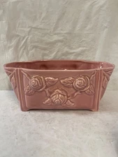Vintage Brush USA Pottery Planter #401 Pink Roses Floral